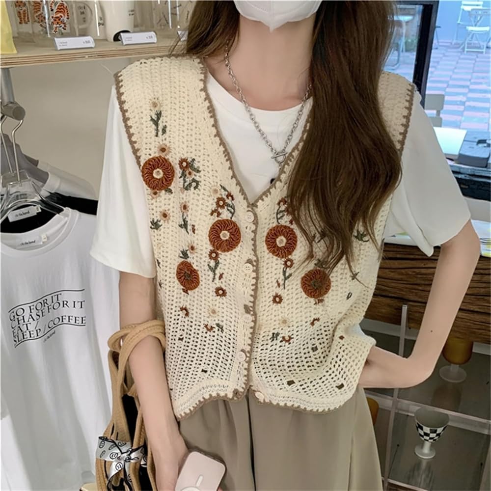 ◎ vintage flower embroidered knit vest Floral Embroidered Knit Vest